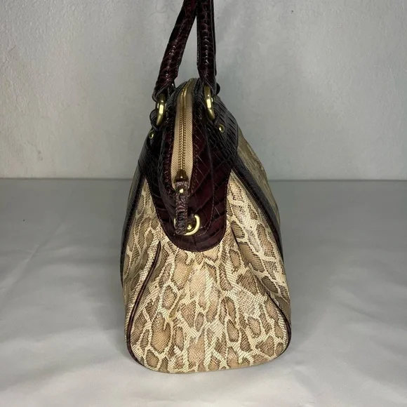 Rare Brahmin Louise Rose Satchel and Wallet Set Snake Croc Embossed Leather - Picture 3 of 15